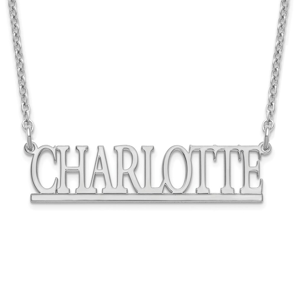 Alternate view of the 14K White Gold Polished Capital Block Name Necklace, 16 in by The Black Bow Jewelry Co.