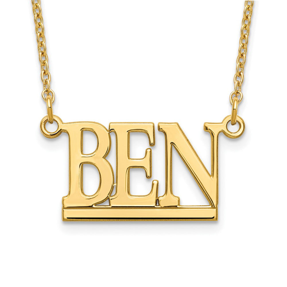 Alternate view of the 14K Yellow Gold Polished Capital Block Name Necklace, 16 in by The Black Bow Jewelry Co.