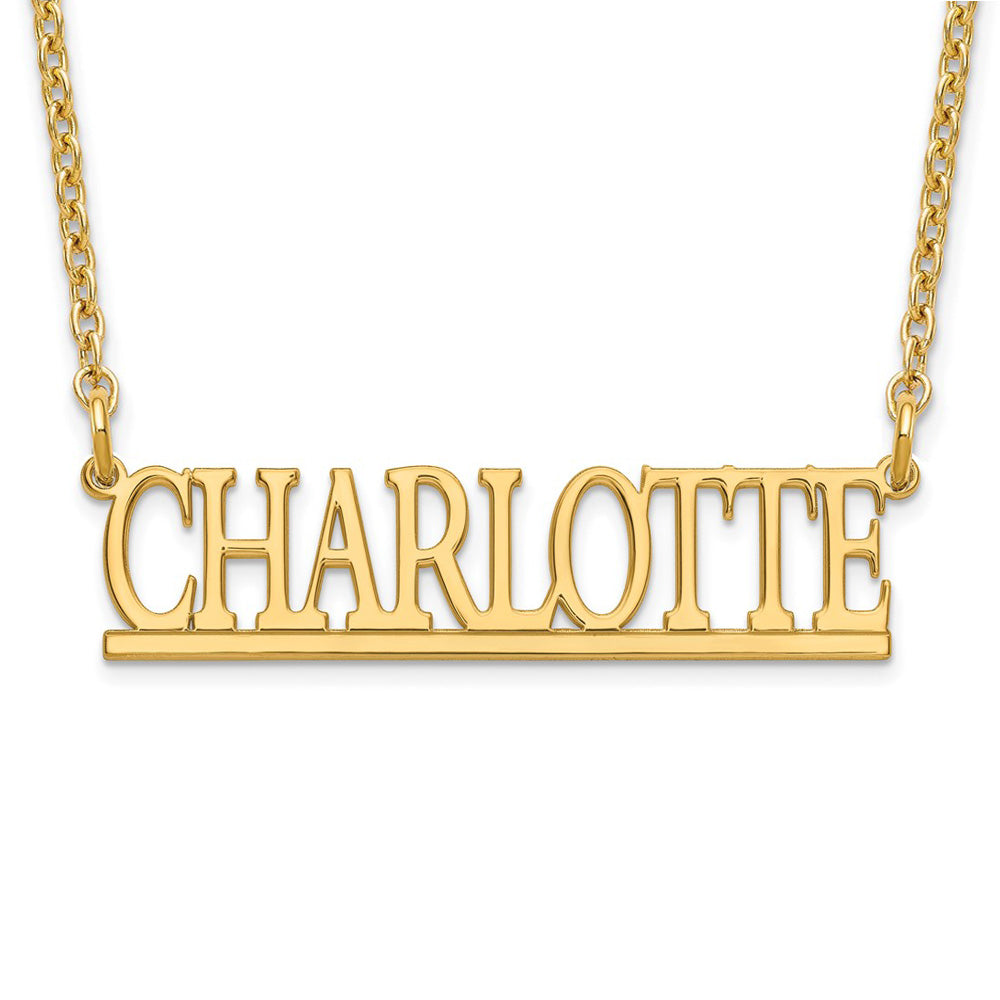 Alternate view of the 14K Yellow Gold Polished Capital Block Name Necklace, 16 in by The Black Bow Jewelry Co.
