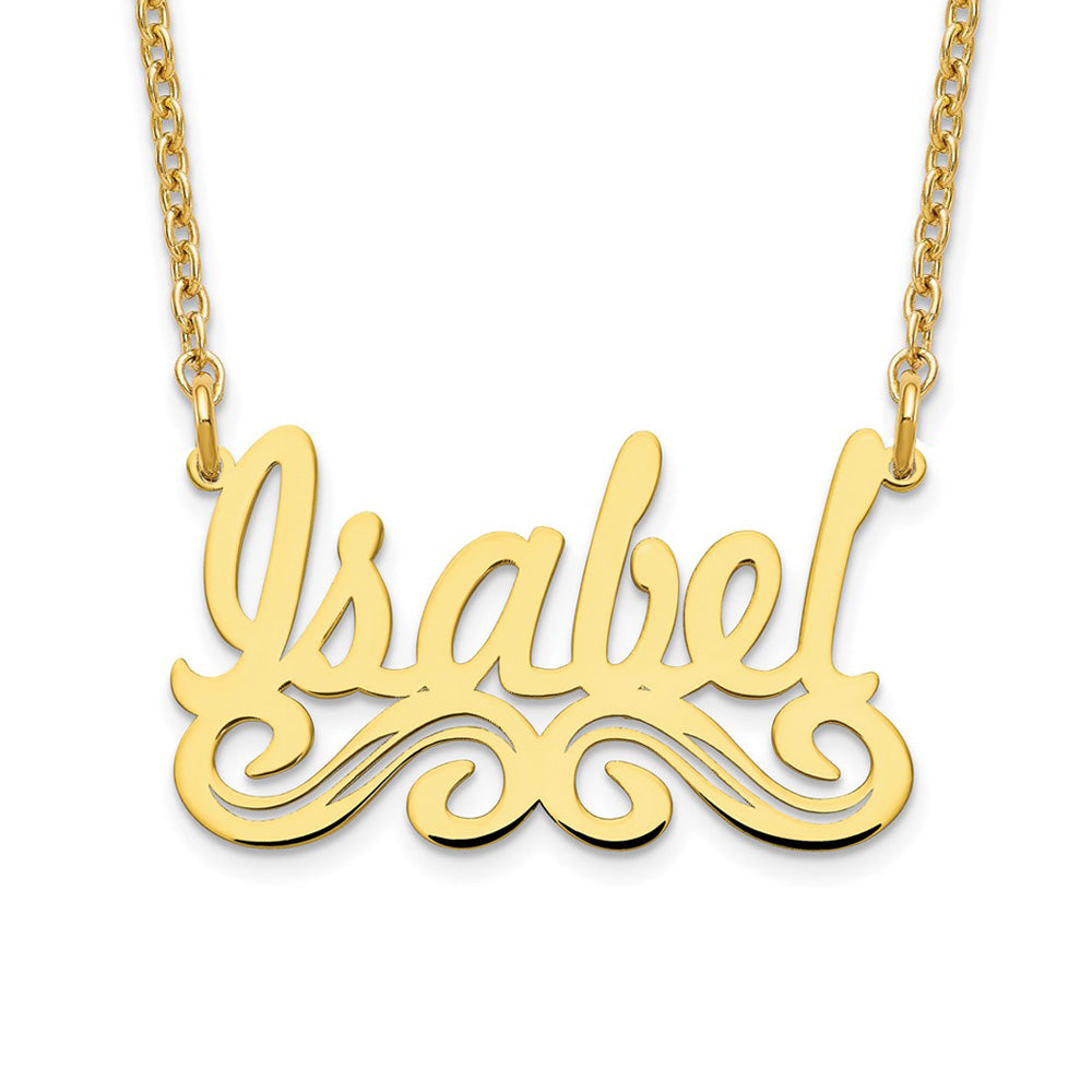Alternate view of the Personalized Polished Medium Scroll Name Necklace by The Black Bow Jewelry Co.