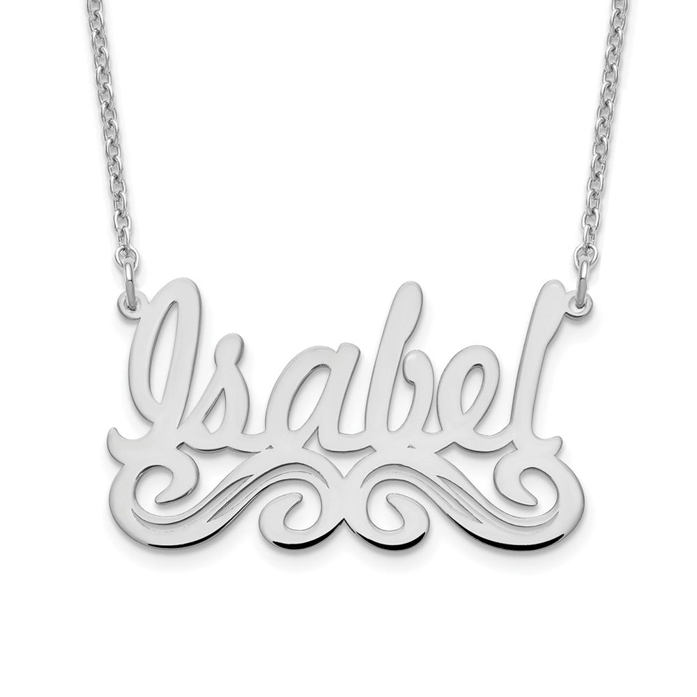 Personalized Polished Medium Scroll Name Necklace