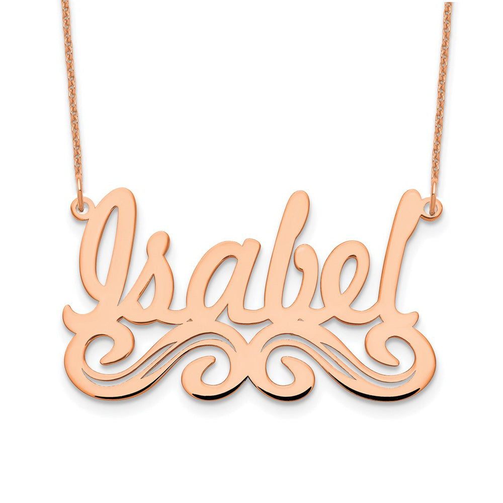 Alternate view of the Personalized Polished Medium Scroll Name Necklace by The Black Bow Jewelry Co.