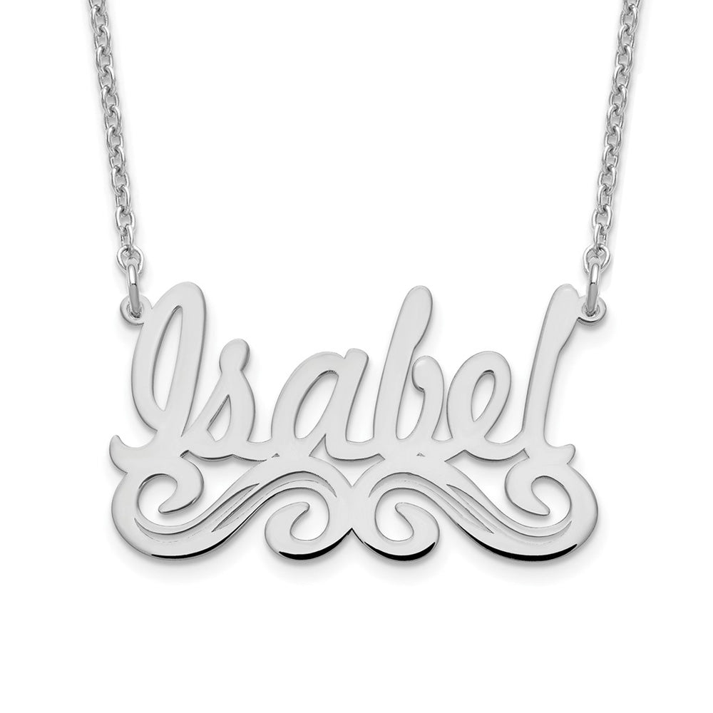 Personalized Polished Medium Scroll Name Necklace