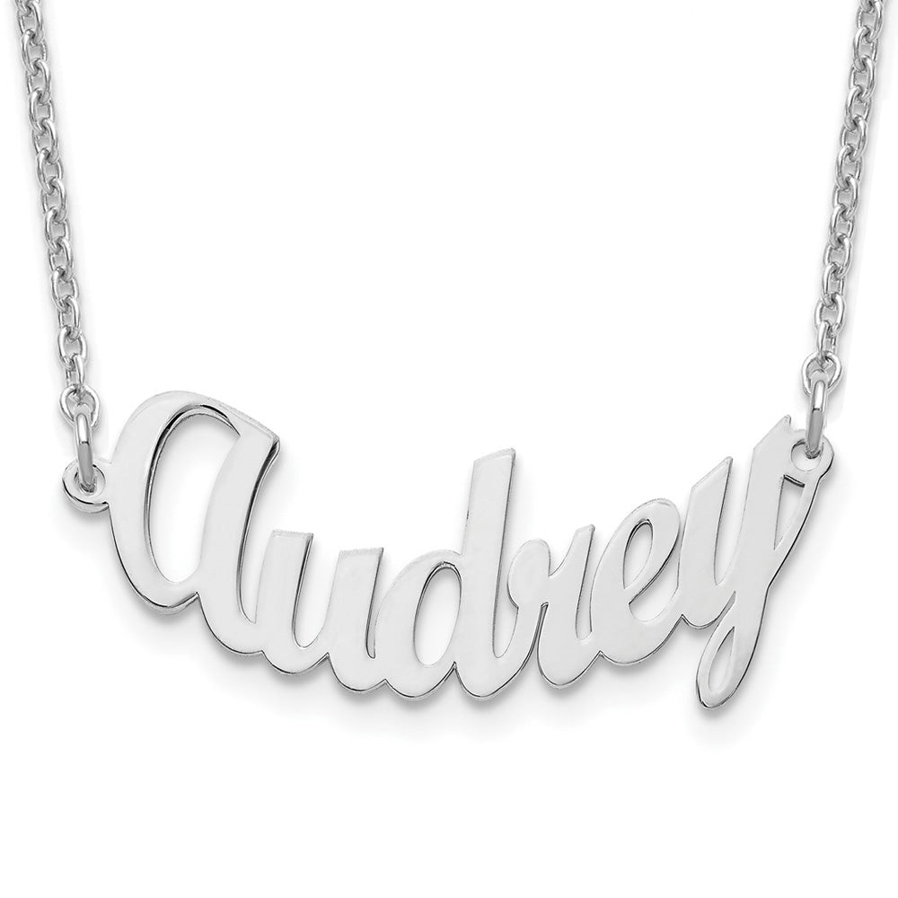 Personalized Polished Small Curved Name Necklace, Item N22892 by The Black Bow Jewelry Co.