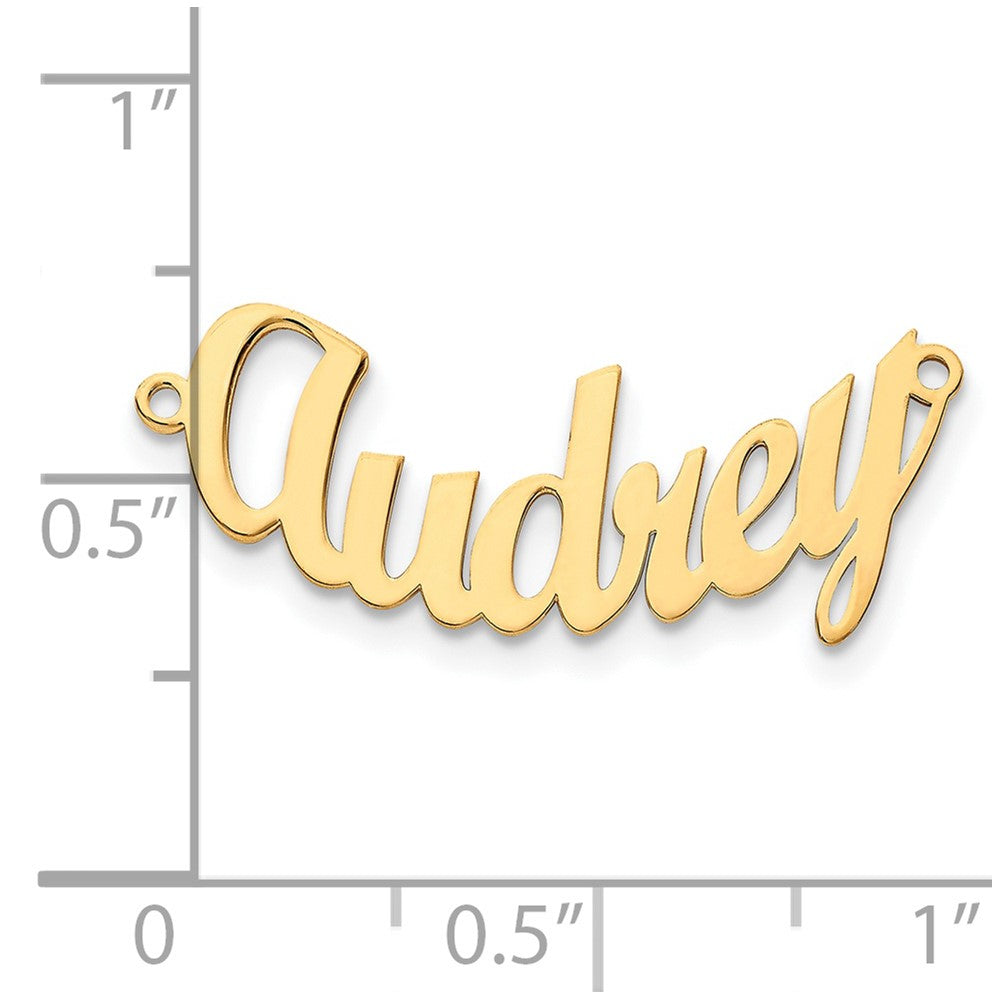 Alternate view of the 14K Yellow Gold Plated Sterling Silver SM Curved Name Necklace, 18 in by The Black Bow Jewelry Co.