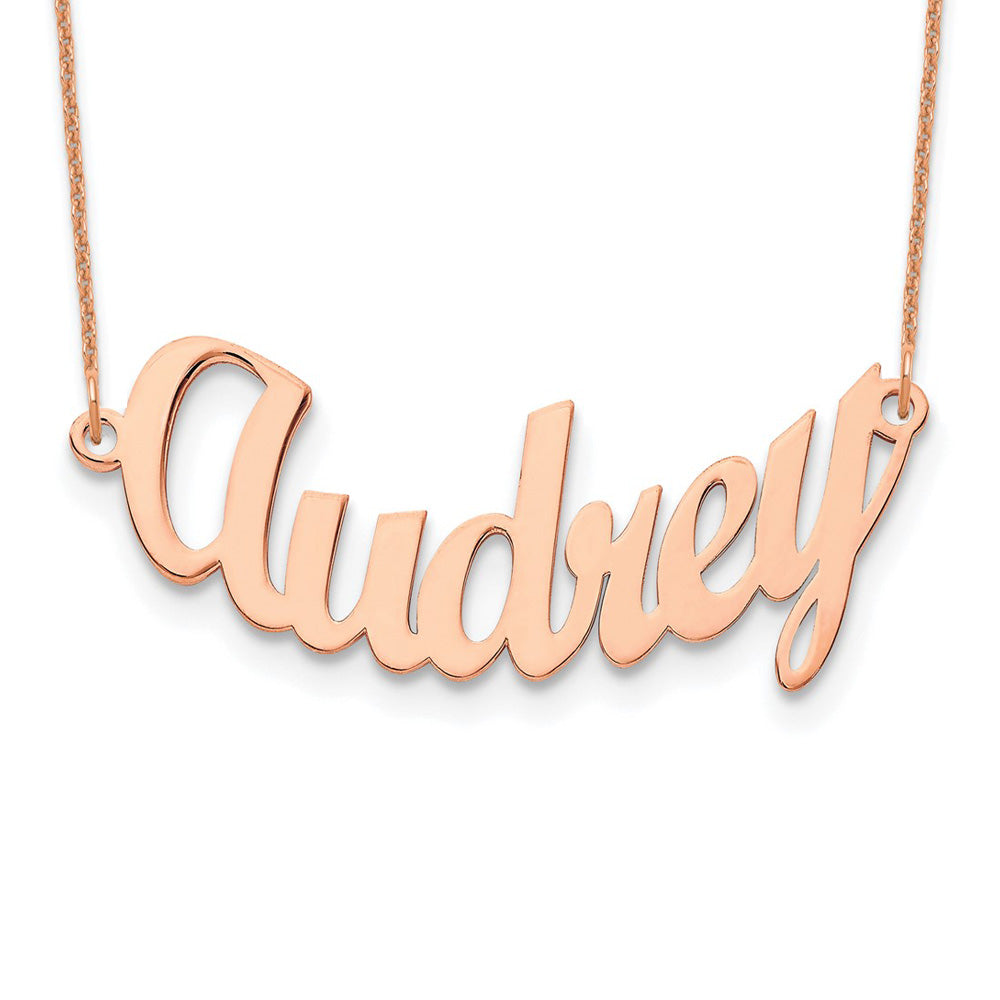 Alternate view of the Personalized Polished Small Curved Name Necklace by The Black Bow Jewelry Co.