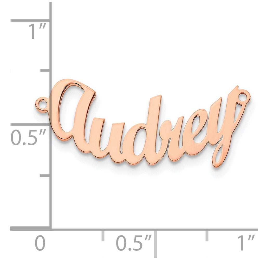 Alternate view of the 14K Rose Gold Plated Sterling Silver Small Curved Name Necklace, 18 in by The Black Bow Jewelry Co.