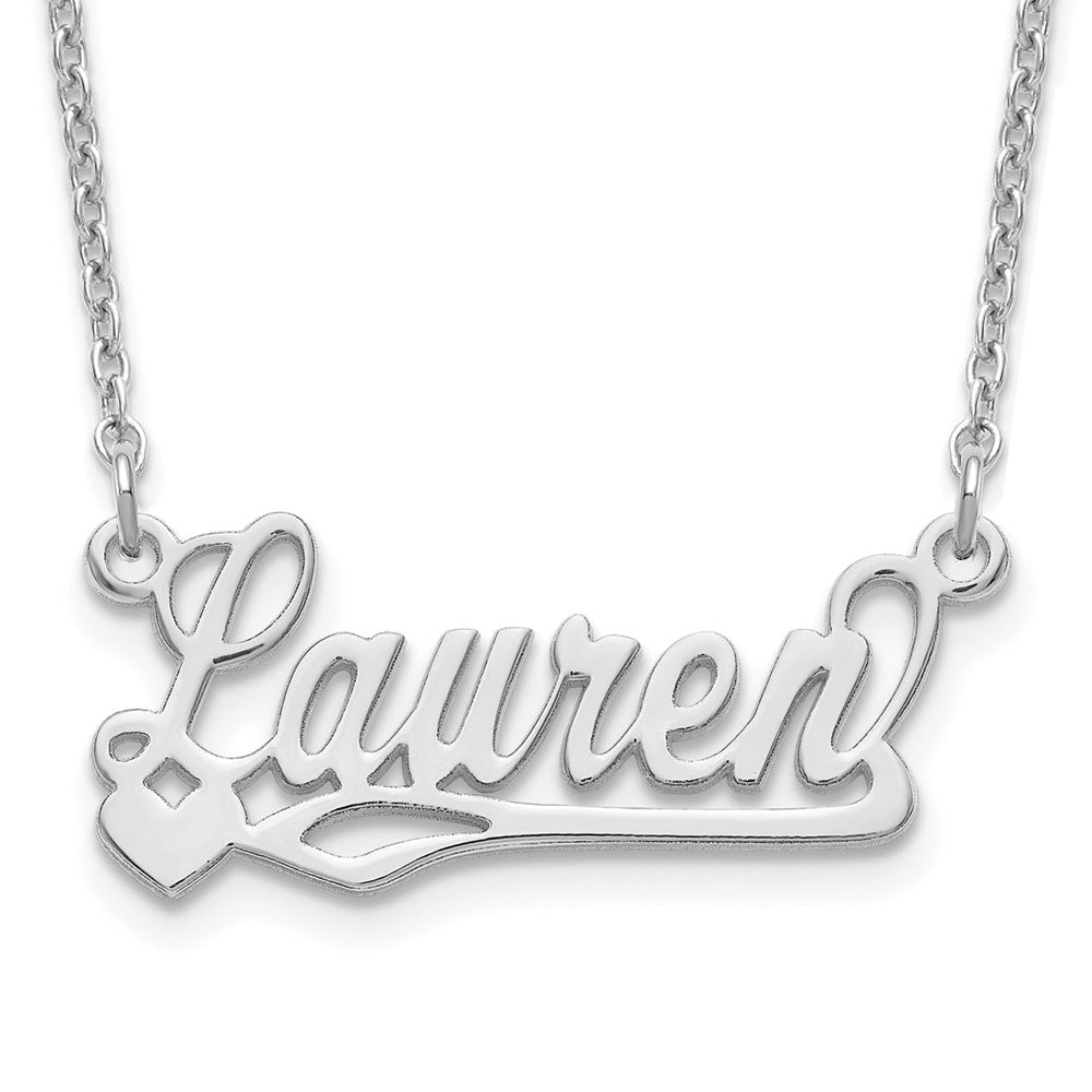 Personalized Polished Small Heart Name Necklace, Item N22896 by The Black Bow Jewelry Co.