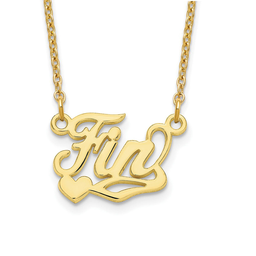 Alternate view of the 10K Yellow Gold Polished Small Heart Name Necklace, 16 in by The Black Bow Jewelry Co.