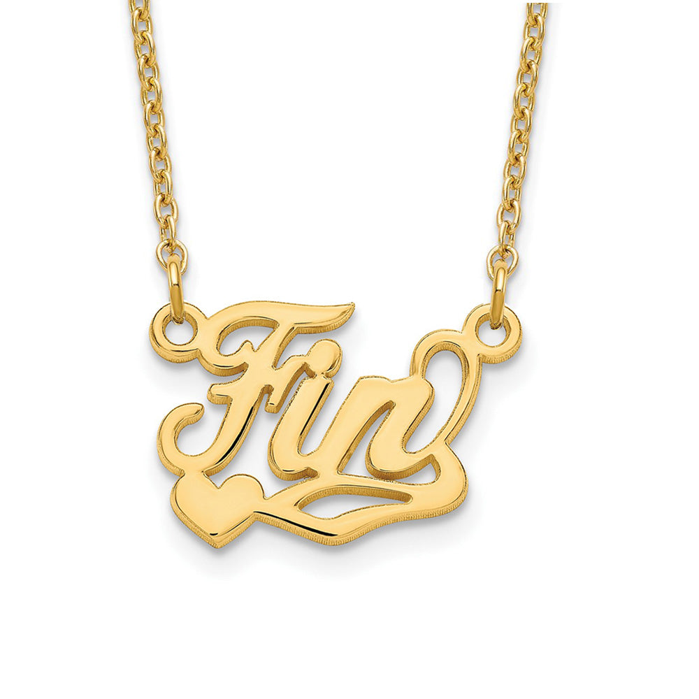 Alternate view of the 14K Yellow Gold Polished Small Heart Name Necklace, 16 in by The Black Bow Jewelry Co.