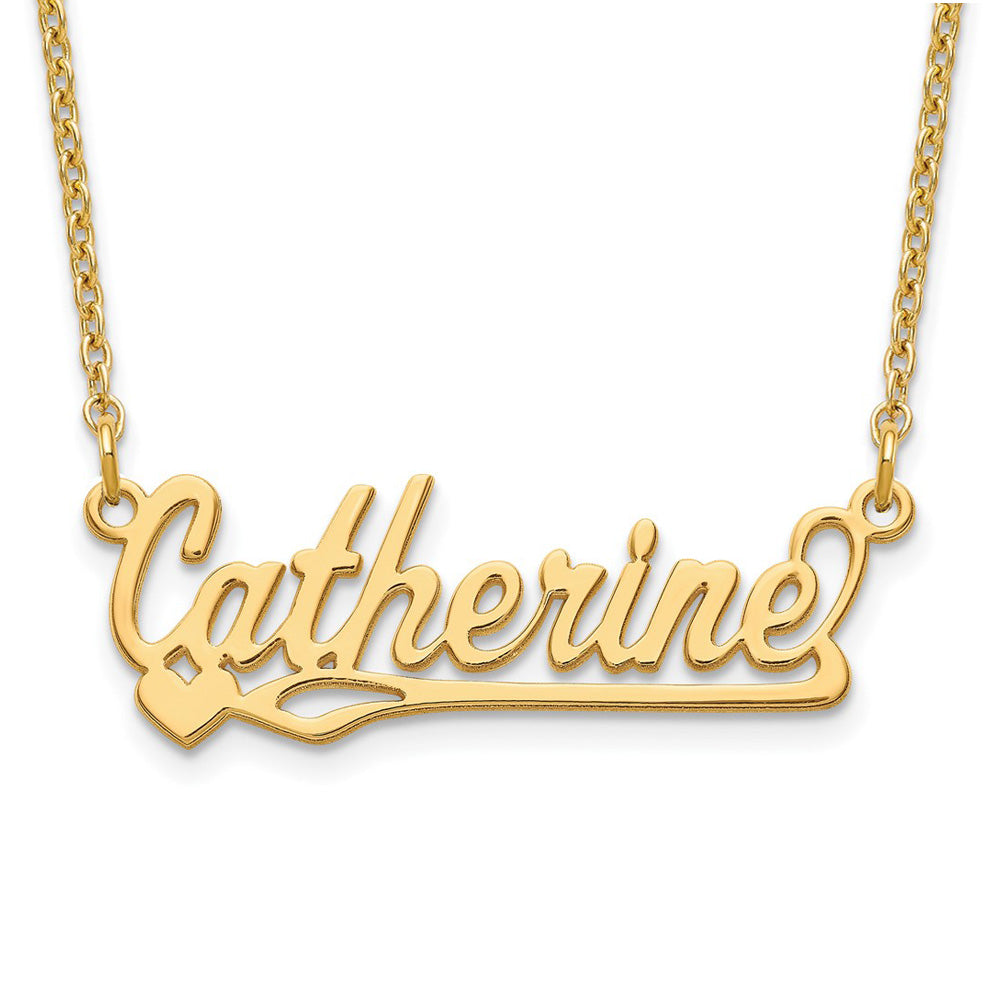 Alternate view of the 14K Yellow Gold Polished Small Heart Name Necklace, 16 in by The Black Bow Jewelry Co.