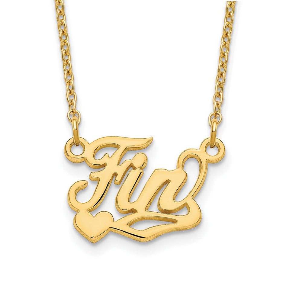 Alternate view of the 14K Yellow Gold Plated Silver Polished SM Heart Name Necklace, 16 in by The Black Bow Jewelry Co.