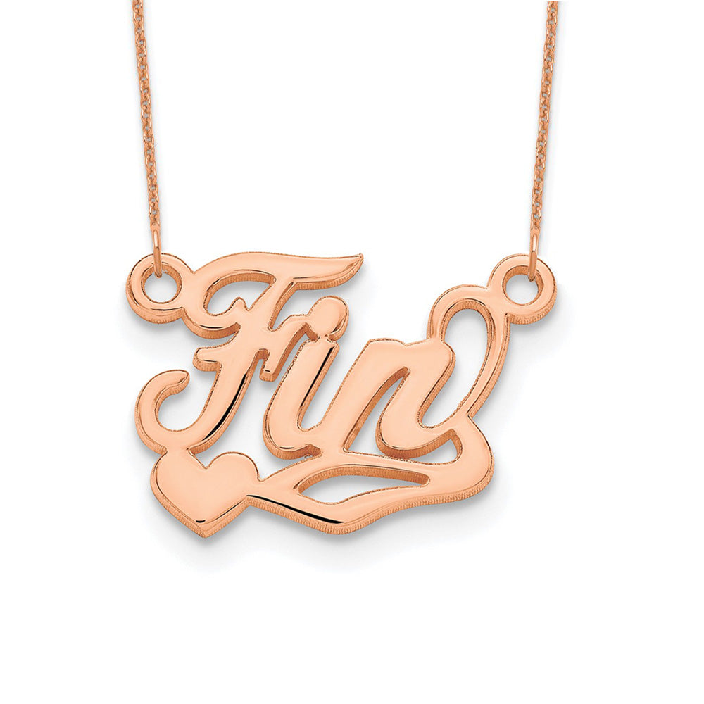 Alternate view of the 14K Rose Gold Plated S. Silver Polished SM Heart Name Necklace, 20 in by The Black Bow Jewelry Co.