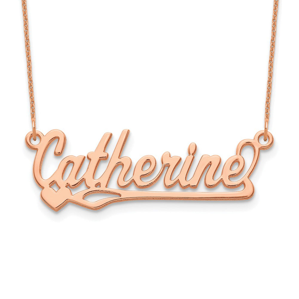 Alternate view of the 14K Rose Gold Plated S. Silver Polished SM Heart Name Necklace, 20 in by The Black Bow Jewelry Co.