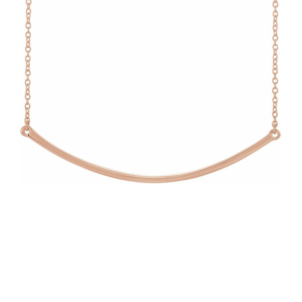 14K Yellow, White or Rose Gold 48mm Curved Bar Necklace, 20 Inch, Item N22904 by The Black Bow Jewelry Co.