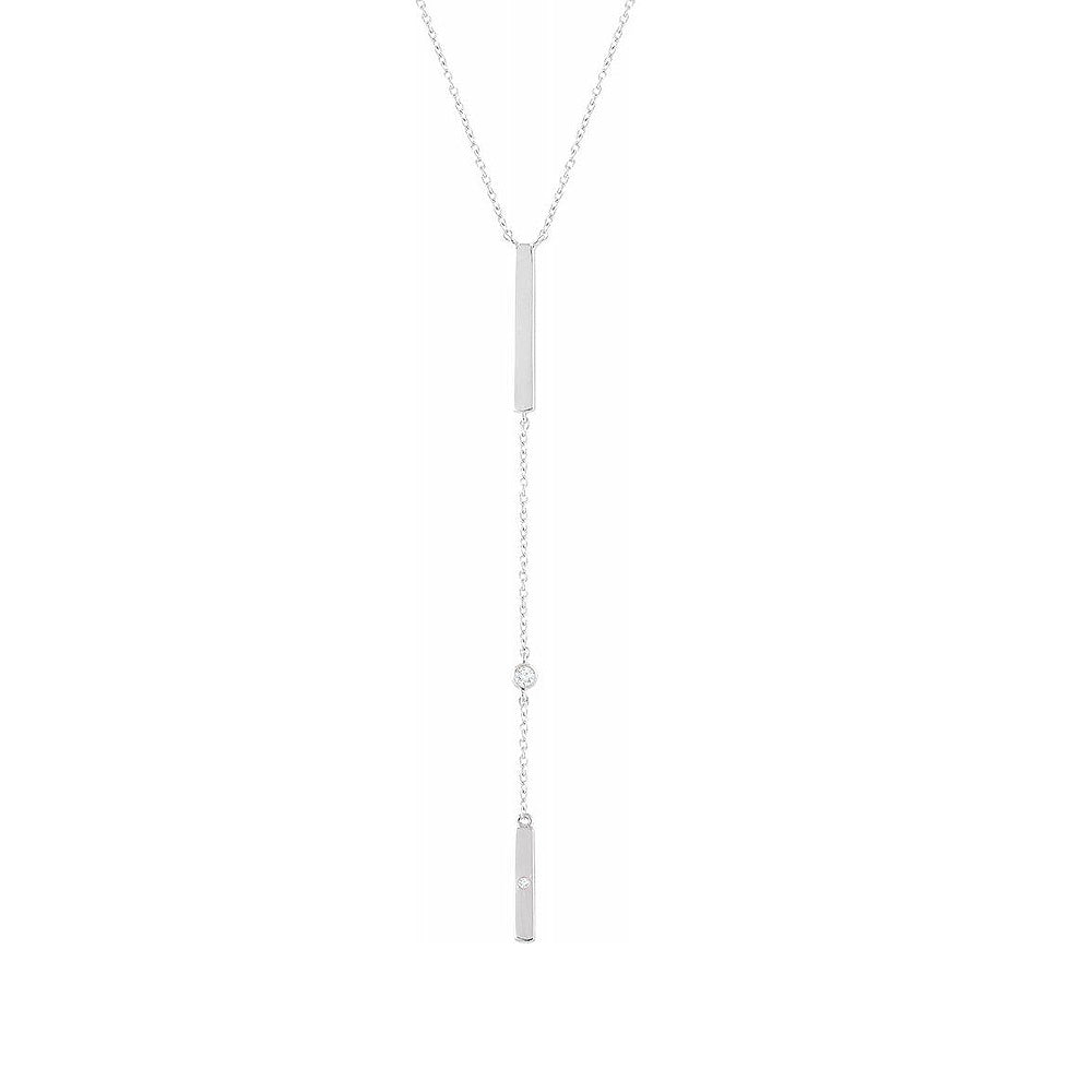 14K Yellow or White Gold .06 CTW Diamond Y Bar Necklace, 16-18 Inch, Item N22905 by The Black Bow Jewelry Co.