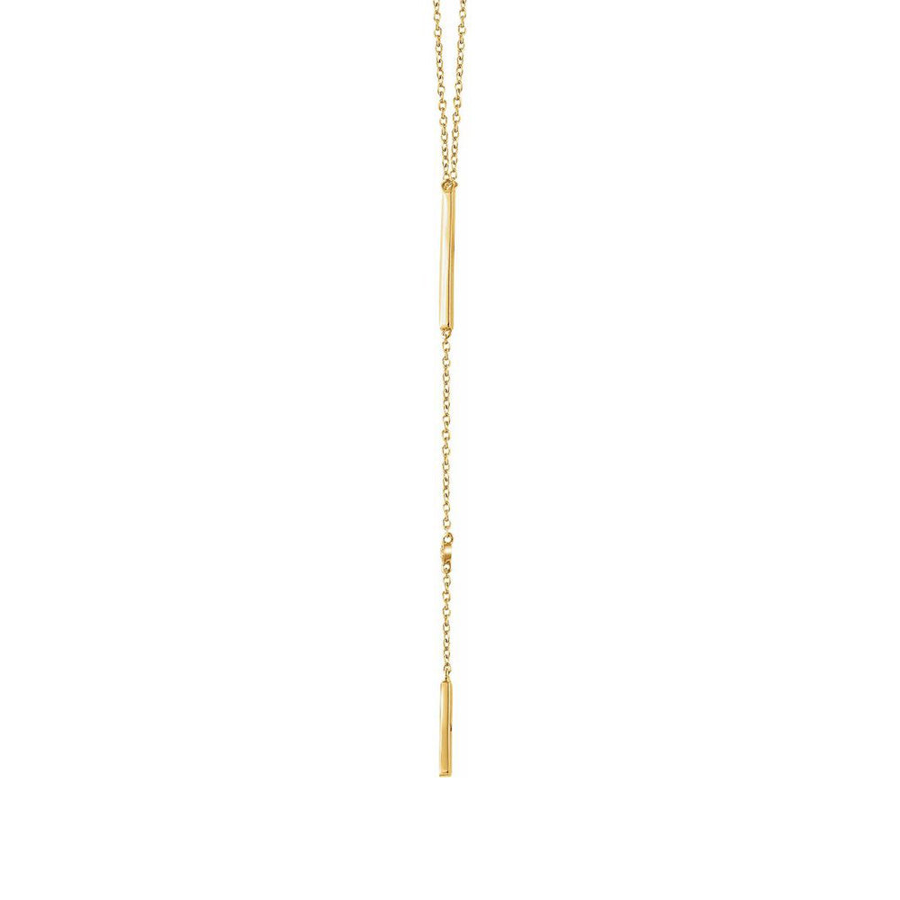 Alternate view of the 14K Yellow Gold .06 CTW Diamond Y Drop Bar Necklace, 16-18 Inch by The Black Bow Jewelry Co.