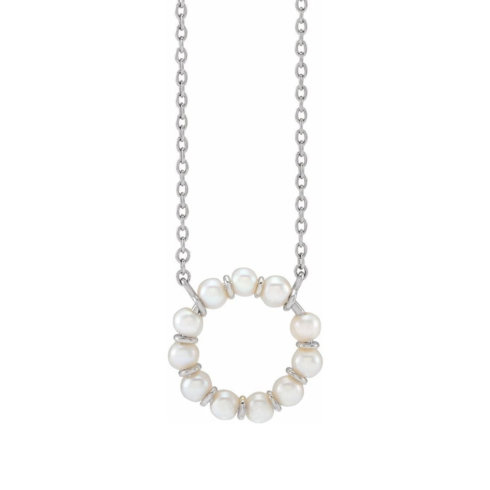 14K Yellow or White Gold FWC Pearl Small Circle Necklace, 18 Inch, Item N22907 by The Black Bow Jewelry Co.
