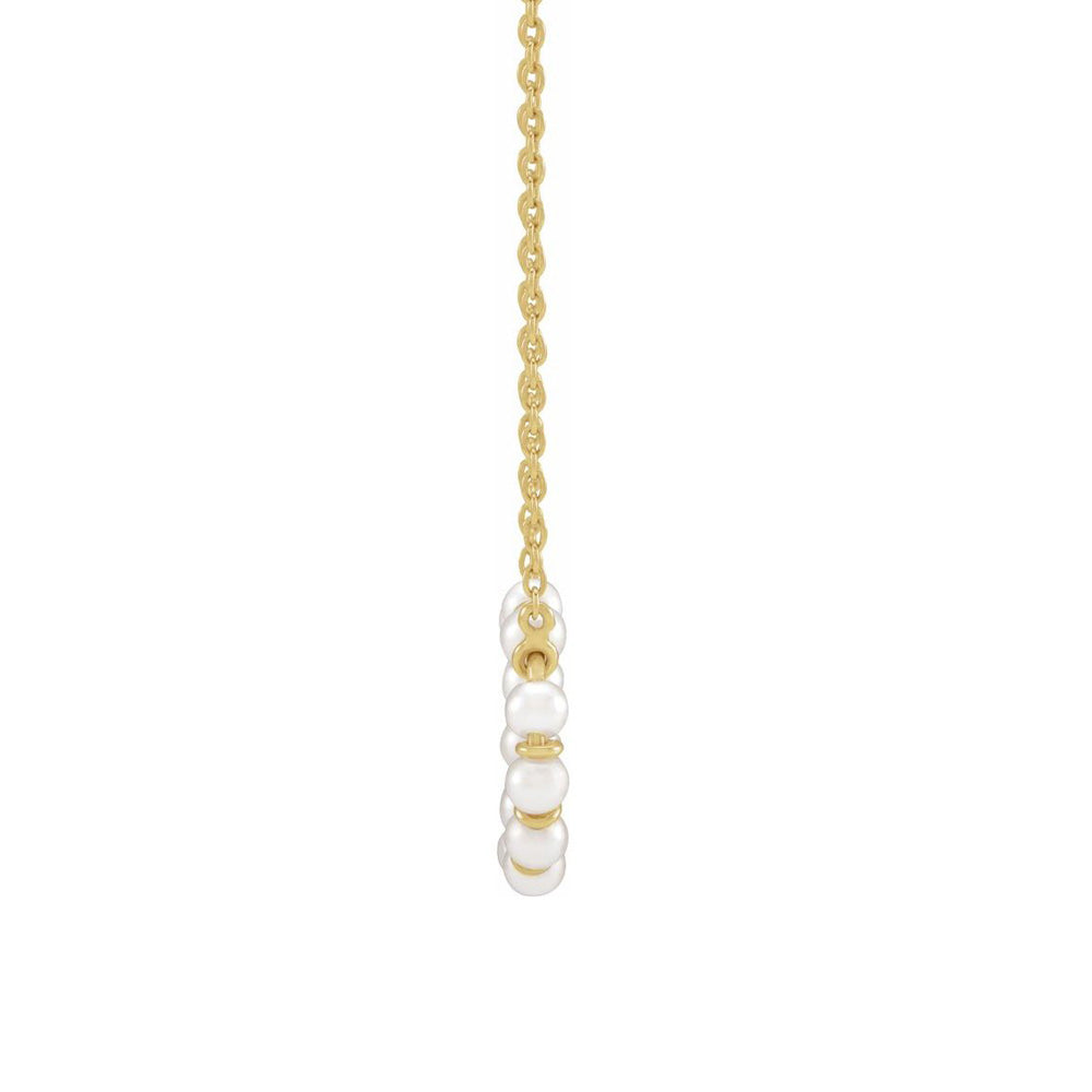 Alternate view of the 14K Yellow Gold Freshwater Cultured Pearl Small Circle Necklace, 18 In by The Black Bow Jewelry Co.
