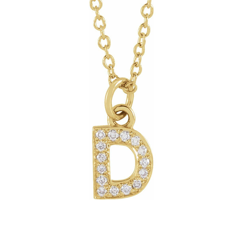 14K Yellow Gold .05 CTW Diamond Tiny Initial D Necklace, 16-18 Inch, Item N22909-D by The Black Bow Jewelry Co.