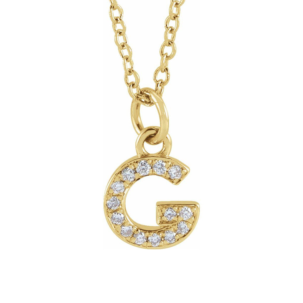 14K Yellow Gold .05 CTW Diamond Tiny Initial G Necklace, 16-18 Inch, Item N22909-G by The Black Bow Jewelry Co.