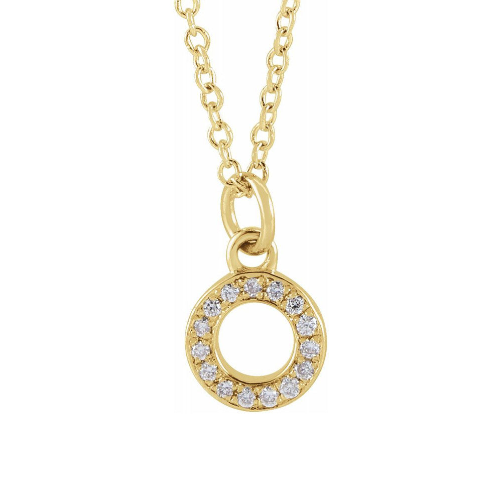 14K Yellow Gold .05 CTW Diamond Tiny Initial O Necklace, 16-18 Inch, Item N22909-O by The Black Bow Jewelry Co.