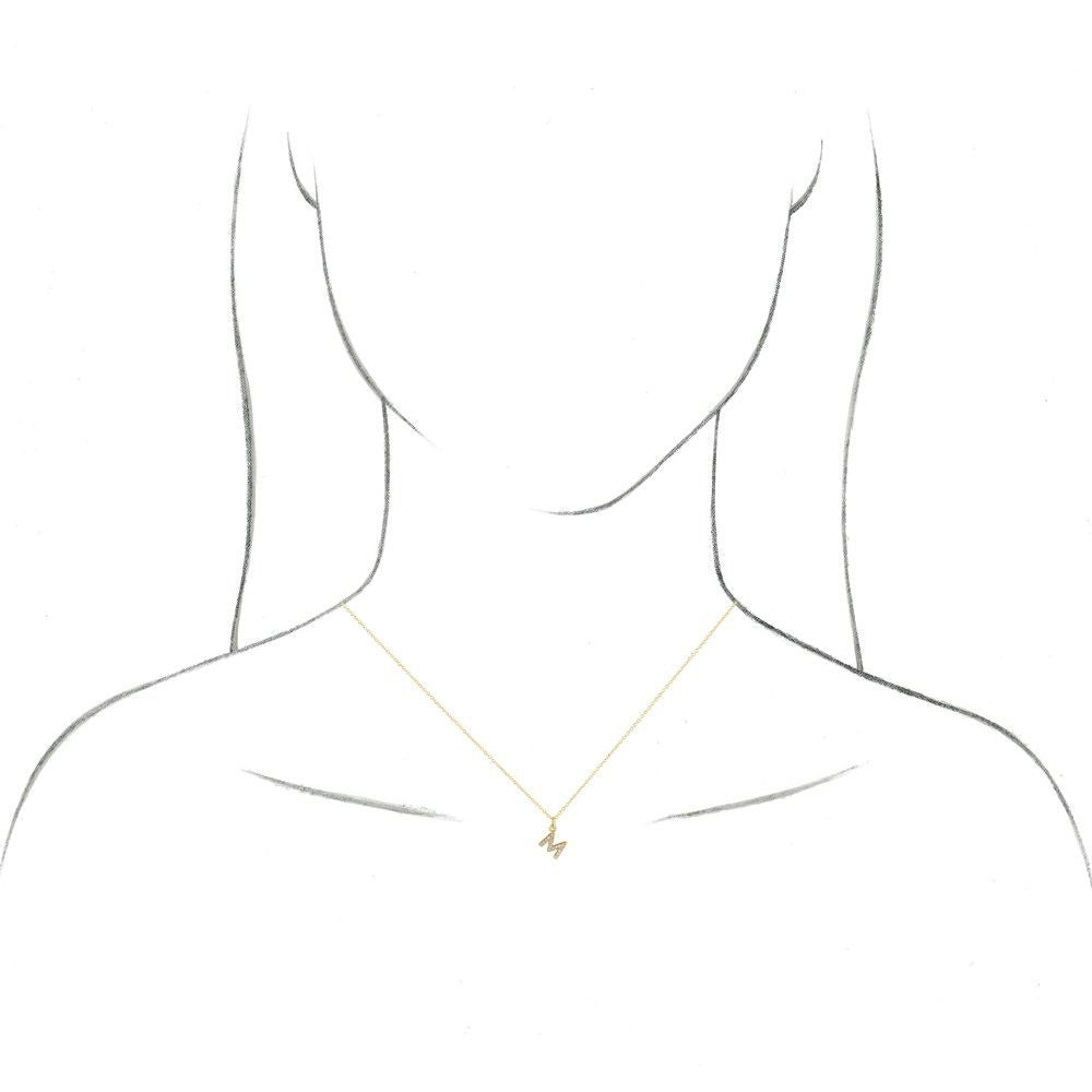 Alternate view of the 14K Yellow Gold .03 CTW Diamond Tiny Initial T Necklace, 16-18 Inch by The Black Bow Jewelry Co.
