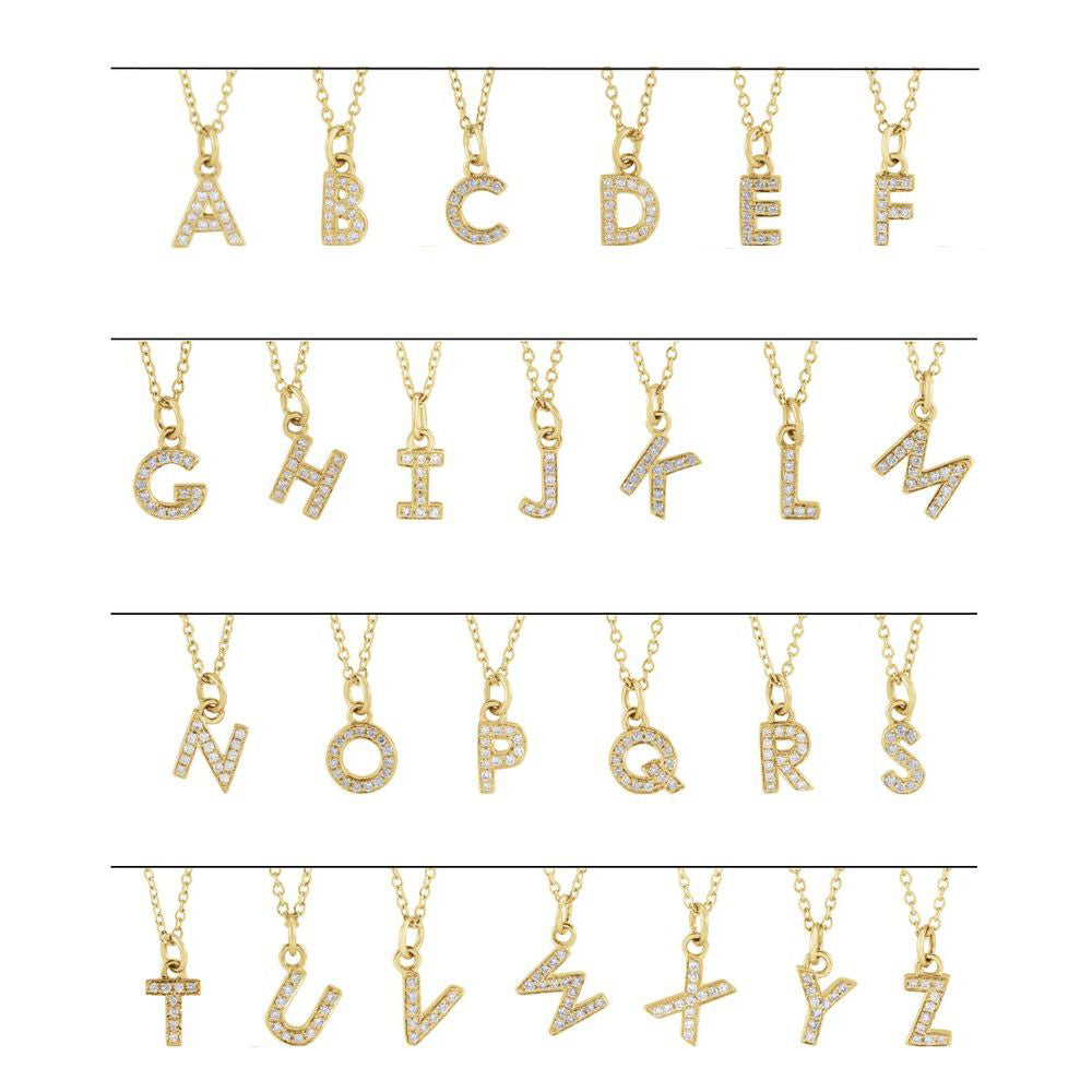 Alternate view of the 14K Yellow Gold .05 CTW Diamond Tiny Initial O Necklace, 16-18 Inch by The Black Bow Jewelry Co.