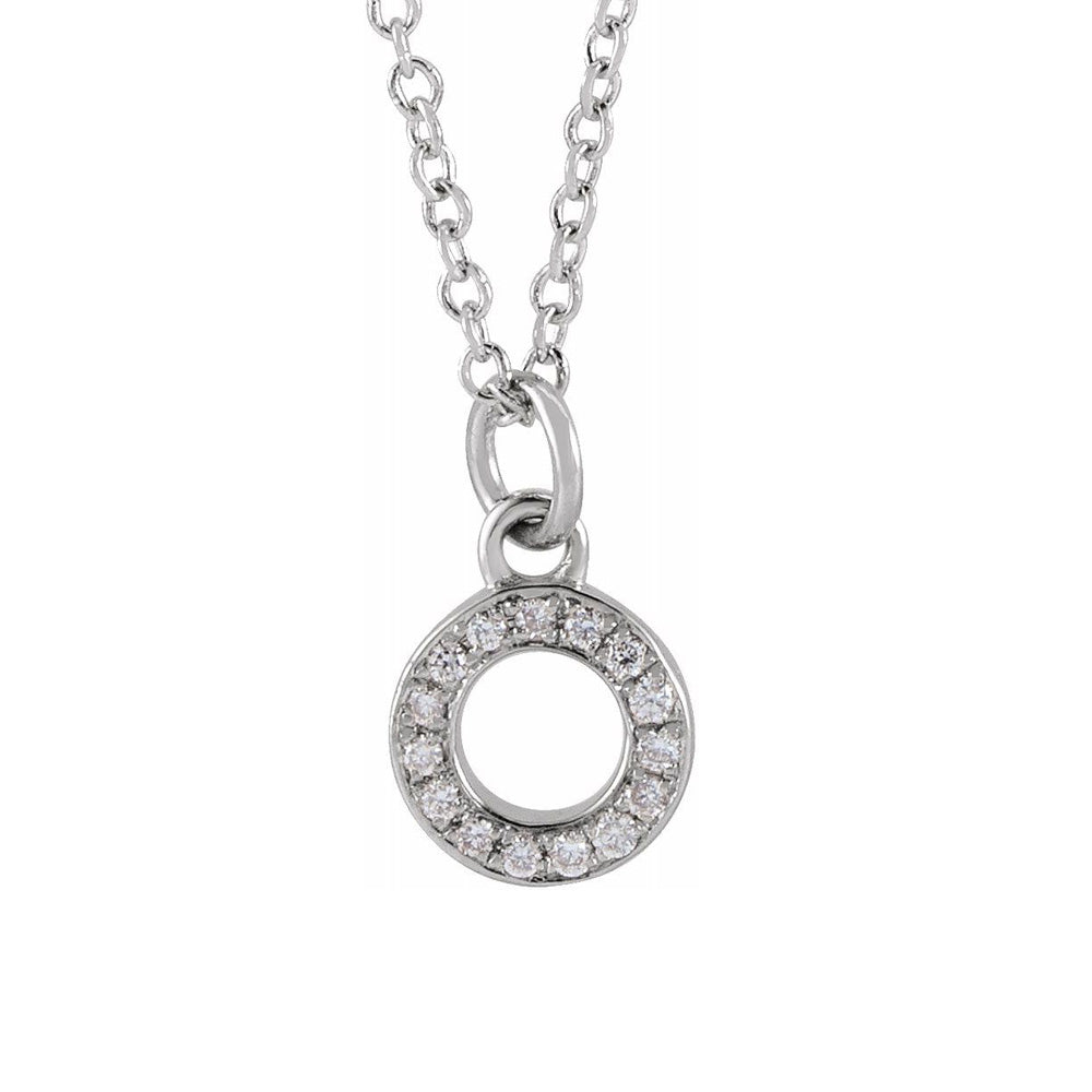 14K White Gold .05 CTW Diamond Tiny Initial O Necklace, 16-18 Inch, Item N22910-O by The Black Bow Jewelry Co.