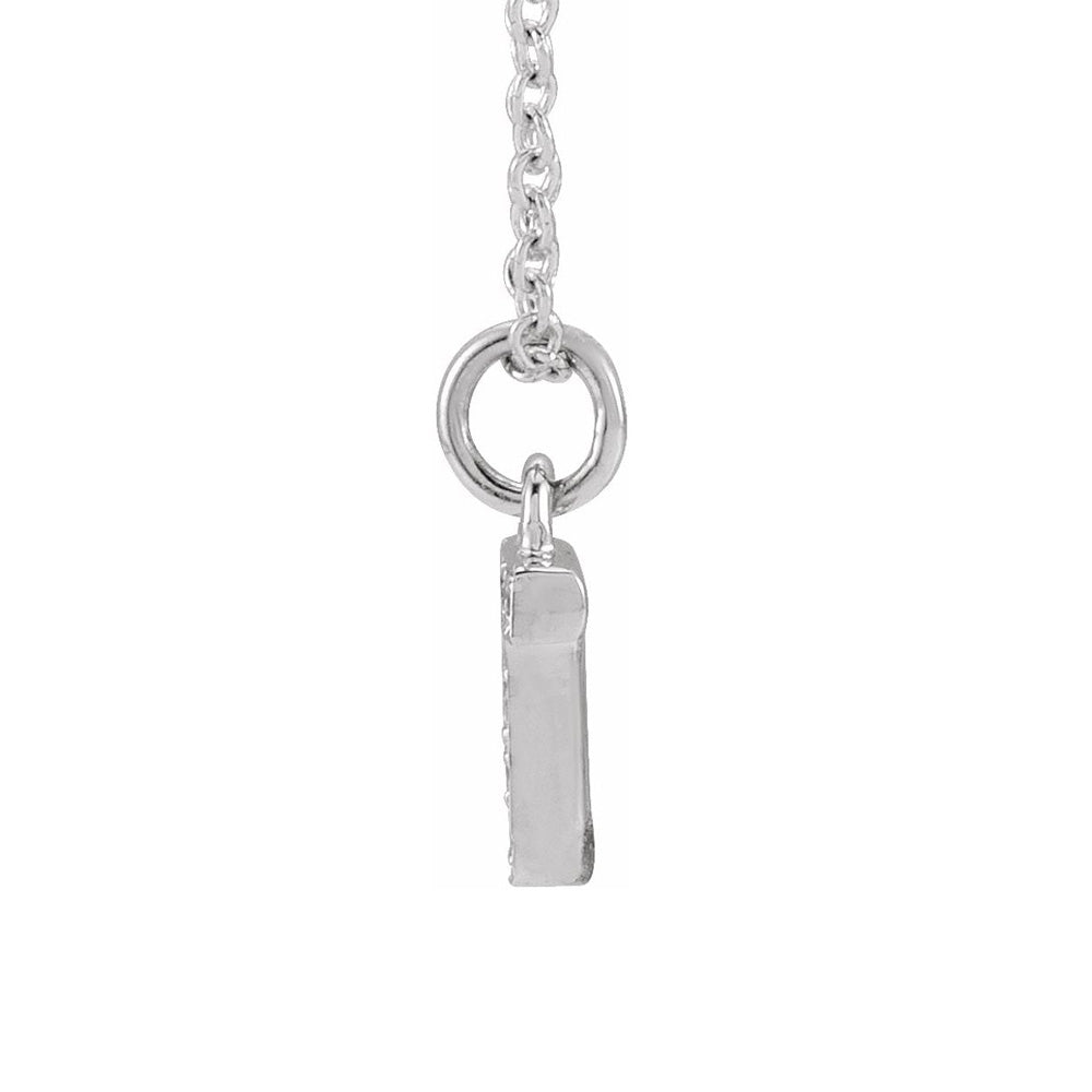 Alternate view of the 14K White Gold .03 CTW Diamond Tiny Initial T Necklace, 16-18 Inch by The Black Bow Jewelry Co.