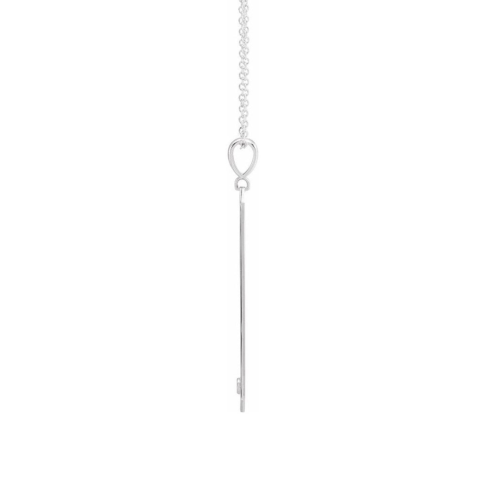 Alternate view of the 14K White Gold .03 CTW Diamond Accent Engravable Bar Necklace, 18 Inch by The Black Bow Jewelry Co.