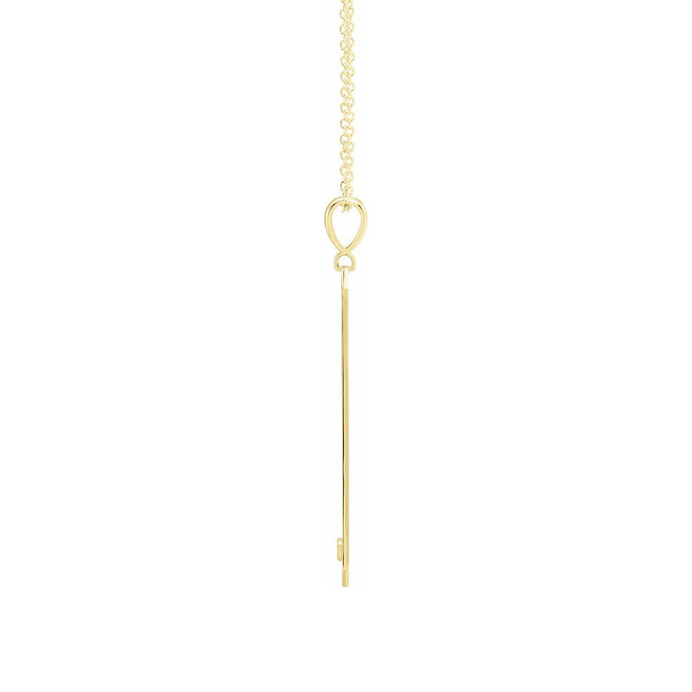 Alternate view of the 14K Yellow Gold .03 CTW Diamond Accent Engravable Bar Necklace, 18 In by The Black Bow Jewelry Co.