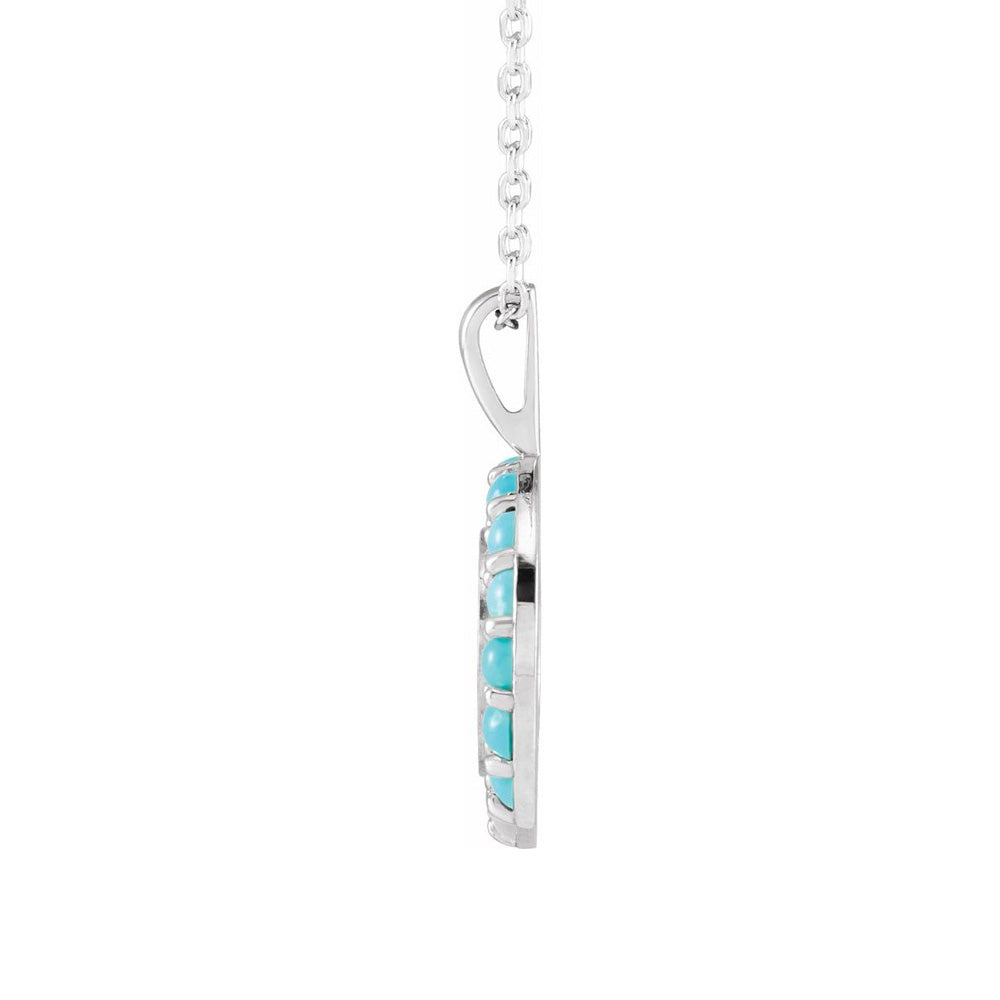 Alternate view of the 14K White Gold Turquoise Halo Style 13.5mm Disc Necklace, 16-18 Inch by The Black Bow Jewelry Co.