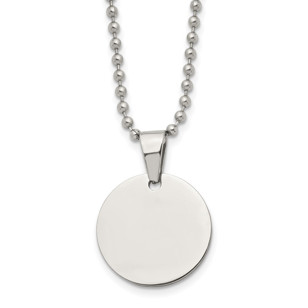 Stainless Steel Reversible 4x22mm Round Engravable Disc Necklace 24 In, Item N22914-4 by The Black Bow Jewelry Co.