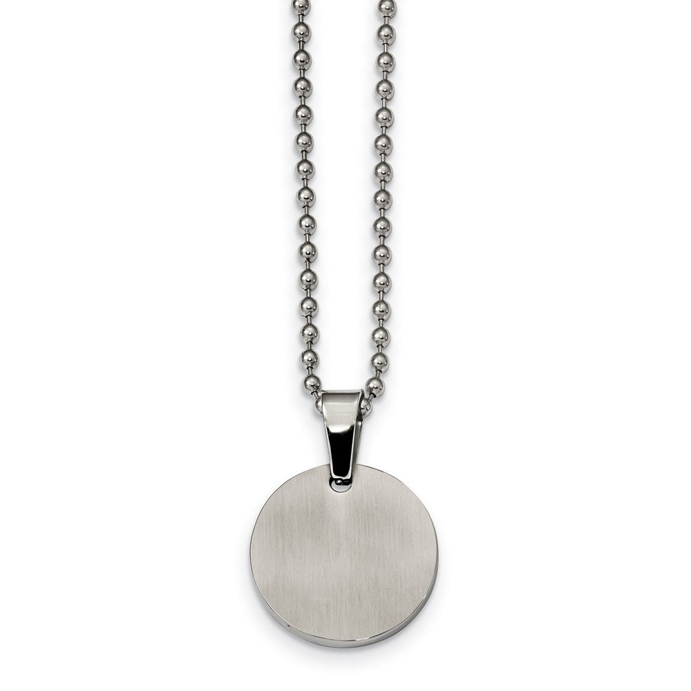 Alternate view of the Stainless Steel Reversible 22mm Round Engravable Disc Necklace, 24 In by The Black Bow Jewelry Co.