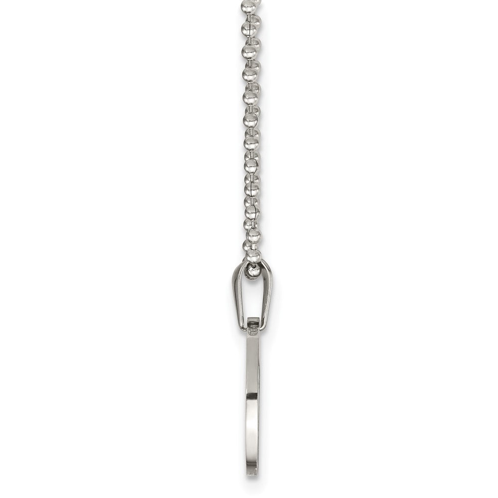 Alternate view of the Stainless Steel Reversible 4x22mm Round Engravable Disc Necklace 24 In by The Black Bow Jewelry Co.