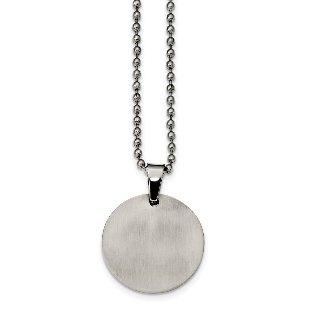 Alternate view of the Stainless Steel Reversible 2x28mm Round Engravable Disc Necklace 24 In by The Black Bow Jewelry Co.
