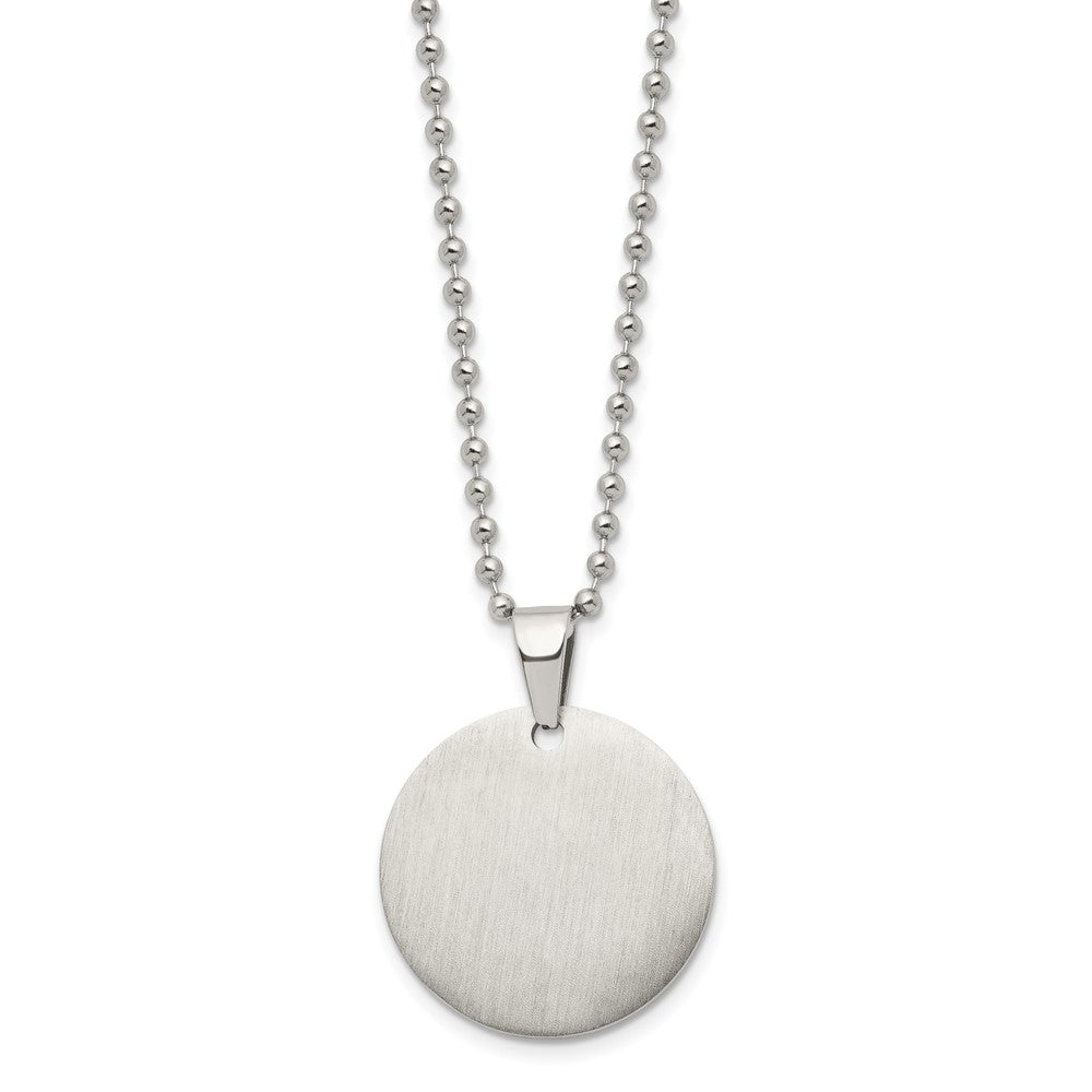 Alternate view of the Stainless Steel Reversible 2x28mm Round Engravable Disc Necklace 24 In by The Black Bow Jewelry Co.