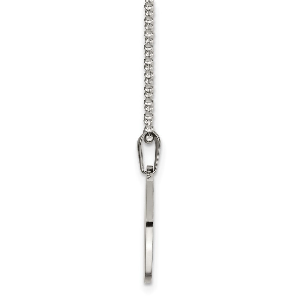 Alternate view of the Stainless Steel Reversible 2x28mm Round Engravable Disc Necklace 24 In by The Black Bow Jewelry Co.