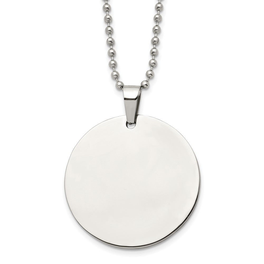 Stainless Steel Reversible 38mm Round Engravable Disc Necklace, 24 In, Item N22916 by The Black Bow Jewelry Co.