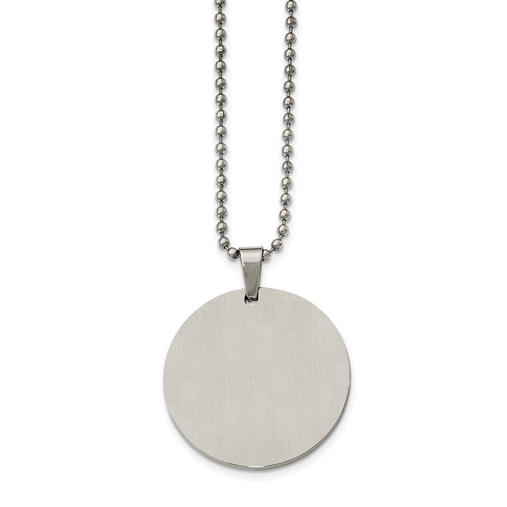 Alternate view of the Stainless Steel Reversible 38mm Round Engravable Disc Necklace, 24 In by The Black Bow Jewelry Co.