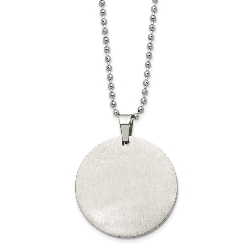 Alternate view of the Stainless Steel Reversible 38mm Round Engravable Disc Necklace, 24 In by The Black Bow Jewelry Co.