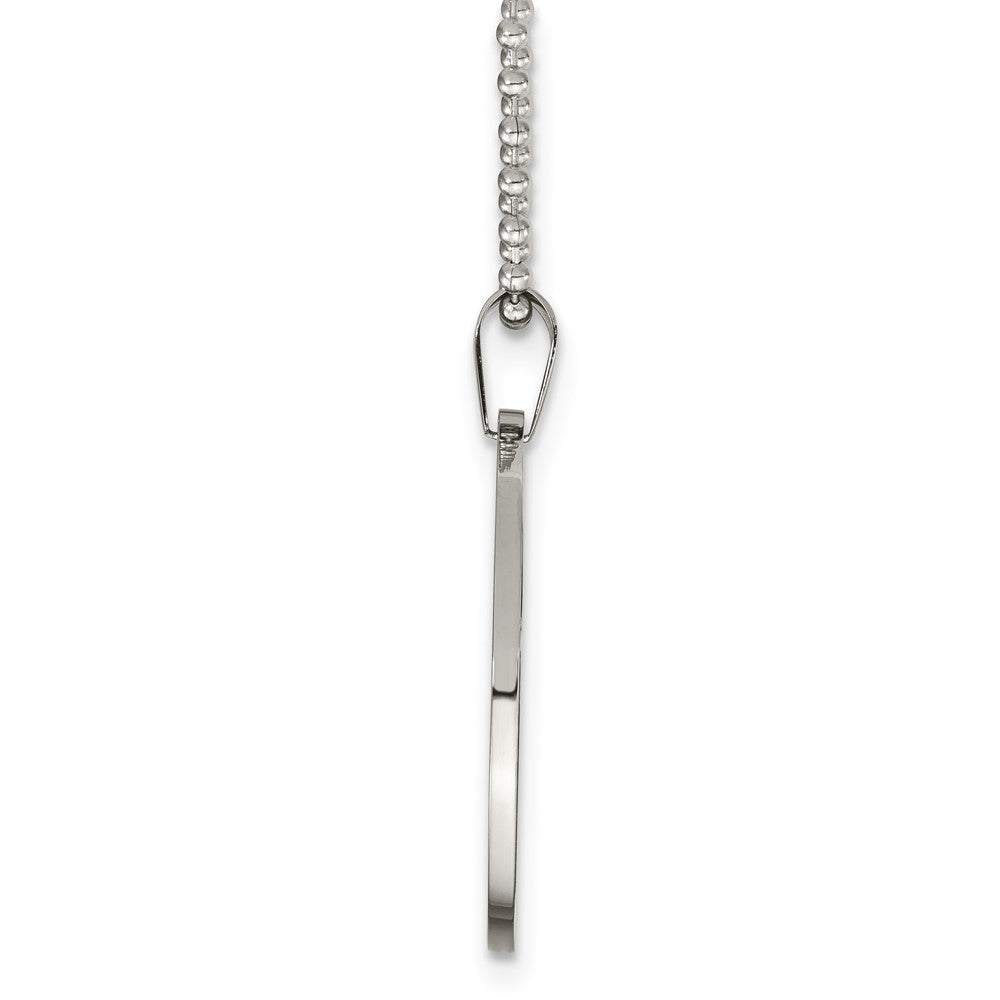 Alternate view of the Stainless Steel Reversible 38mm Round Engravable Disc Necklace, 24 In by The Black Bow Jewelry Co.