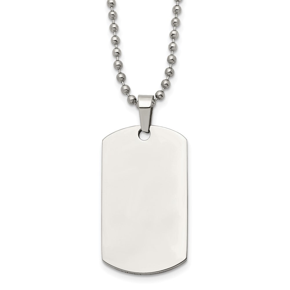 Stainless Steel Reversible MD 21x36mm Dog Tag Necklace, 24 Inch, Item N22917 by The Black Bow Jewelry Co.