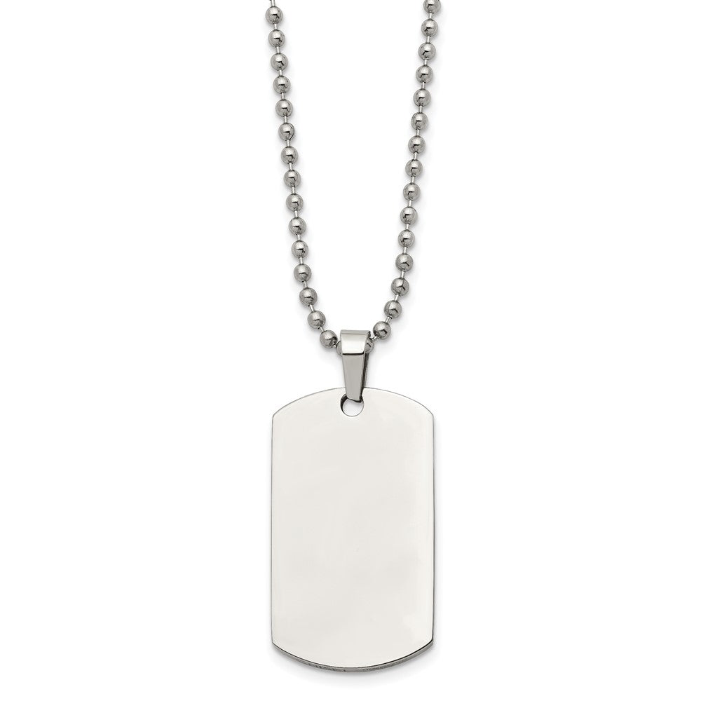 Alternate view of the Stainless Steel Reversible MD 21x36mm Dog Tag Necklace, 24 Inch by The Black Bow Jewelry Co.