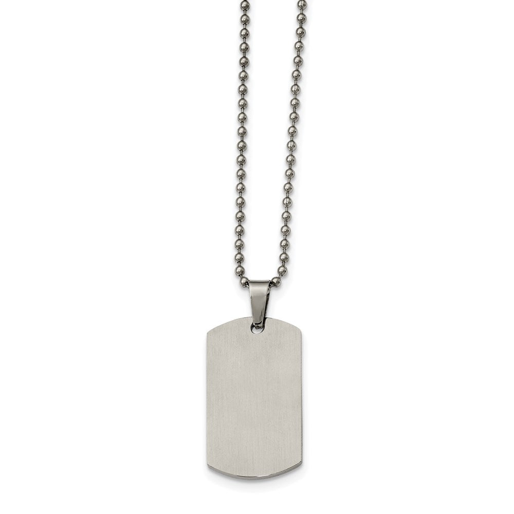 Alternate view of the Stainless Steel Reversible MD 4x21x36mm Dog Tag Necklace, 24 Inch by The Black Bow Jewelry Co.
