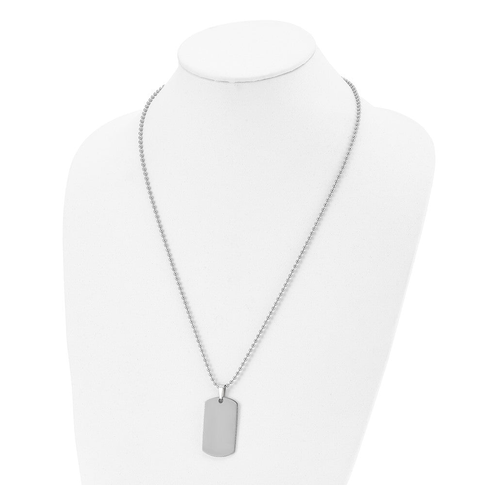 Alternate view of the Stainless Steel Reversible MD 4x21x36mm Dog Tag Necklace, 24 Inch by The Black Bow Jewelry Co.