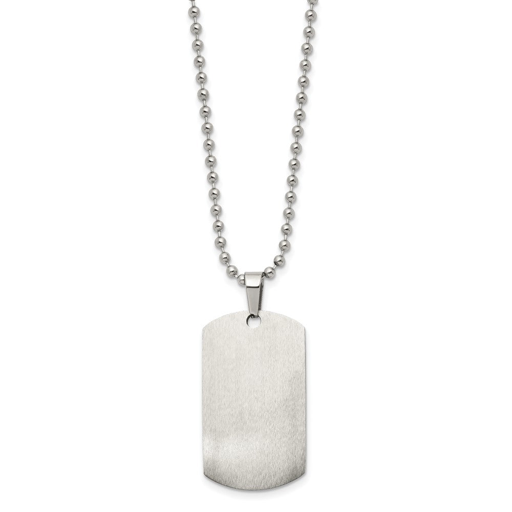 Alternate view of the Stainless Steel Reversible MD 4x21x36mm Dog Tag Necklace, 24 Inch by The Black Bow Jewelry Co.