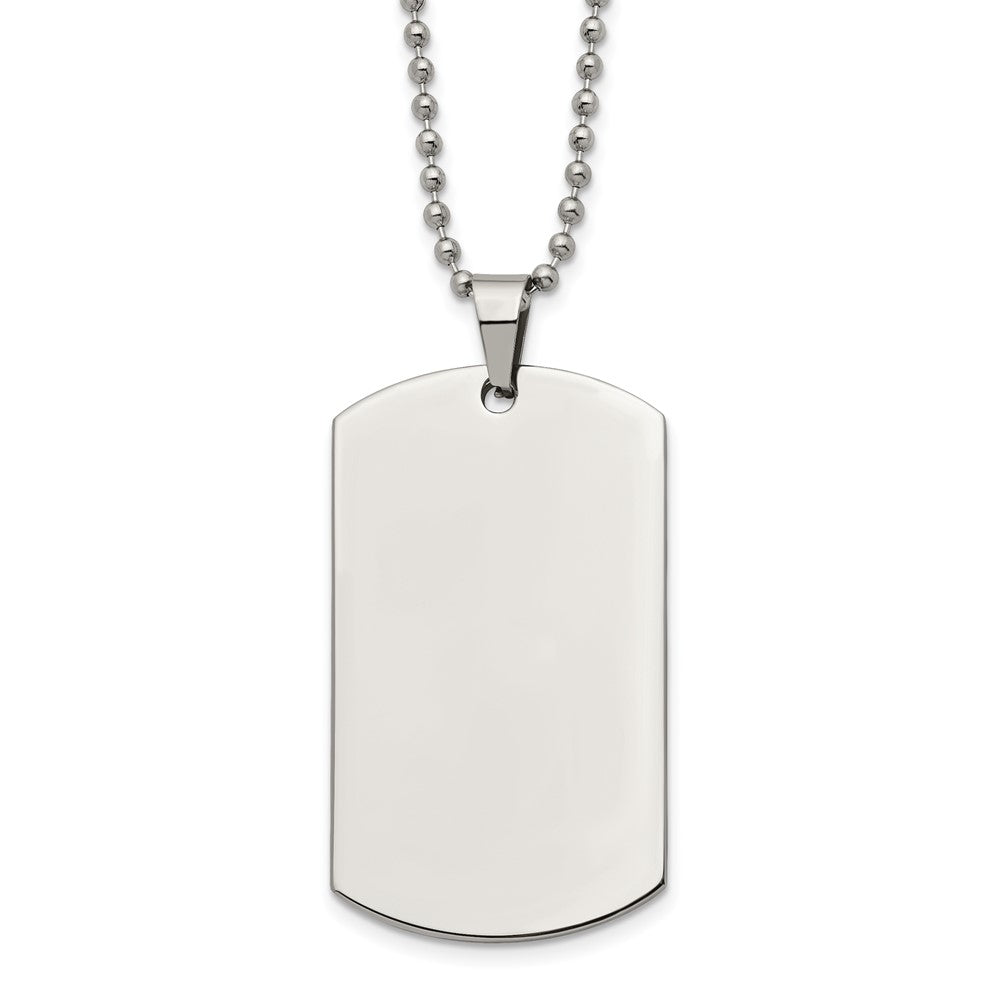 Stainless Steel Reversible LG 2x29x49mm Dog Tag Necklace, 24 Inch, Item N22918-2 by The Black Bow Jewelry Co.