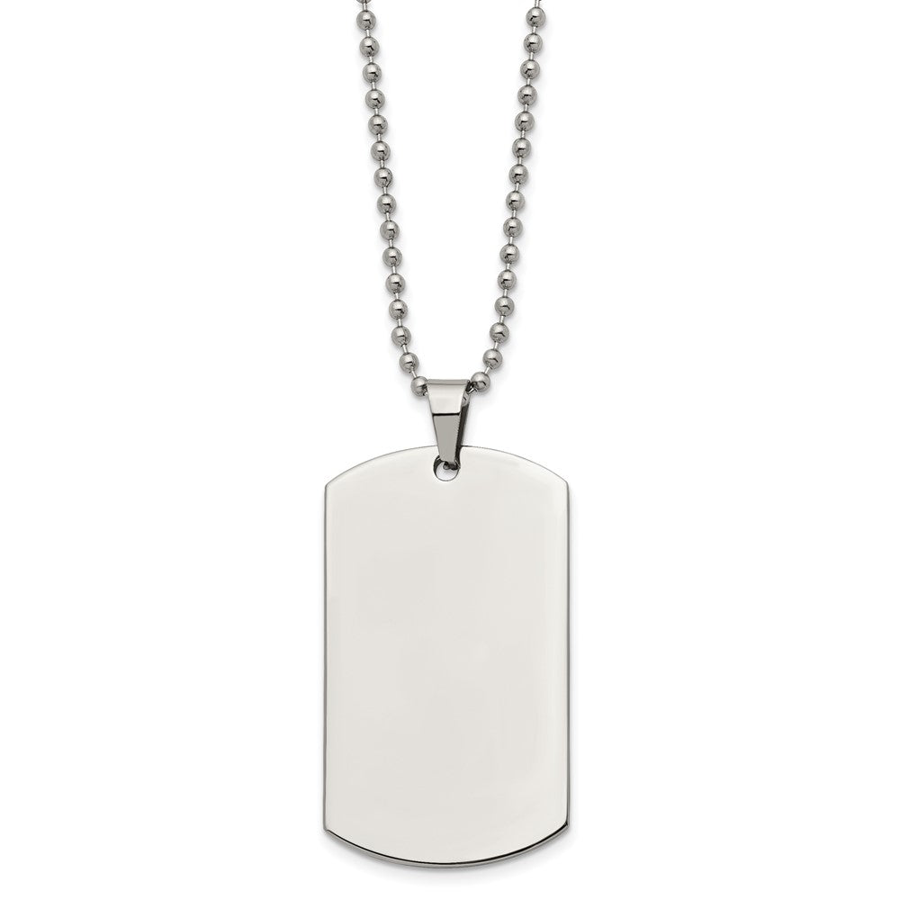 Alternate view of the Stainless Steel Reversible LG 2x29x49mm Dog Tag Necklace, 24 Inch by The Black Bow Jewelry Co.